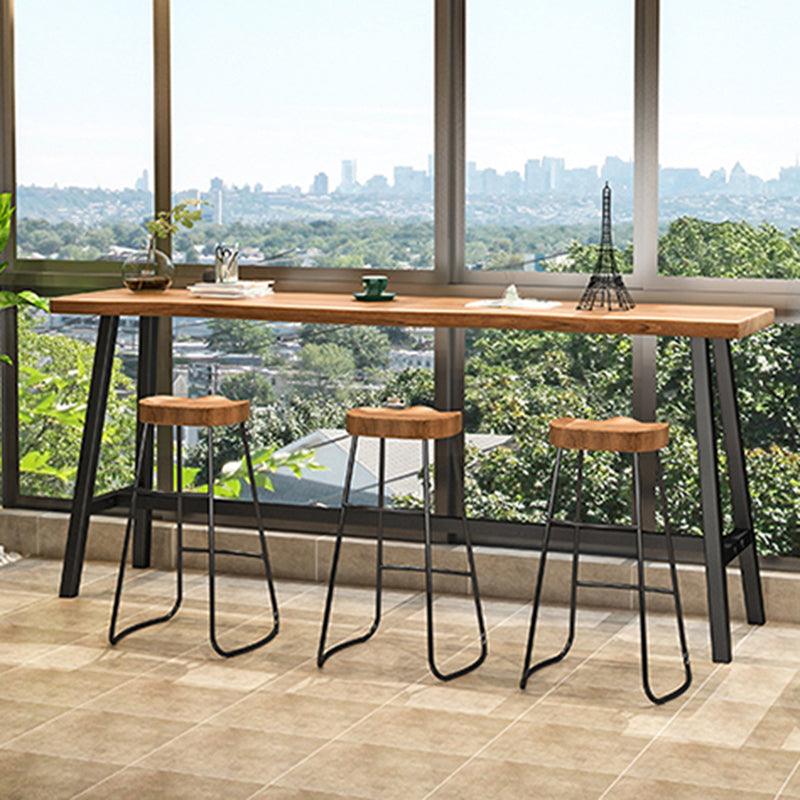 Solid Wood Natural Bistro Accent Dining Table Modern Rectangle Footrest Pub Table Clearhalo 'Bar Furniture' 'Bar Tables' 'bar_tables' 'Furniture' 'furniture_bar_tables' 'Kitchen & Dining Furniture' 'kitchen&dining_furn' 'kitchen' 4240830