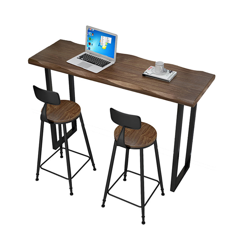 Modern Bar Dining Table Indoor Rectangle Wood Bar Table Sled Base in Black 94.5"L x 15.7"W x 41.3"H Clearhalo 'Bar Furniture' 'Bar Tables' 'bar_tables' 'Furniture' 'furniture_bar_tables' 'Kitchen & Dining Furniture' 'kitchen&dining_furn' 'kitchen' 4240846