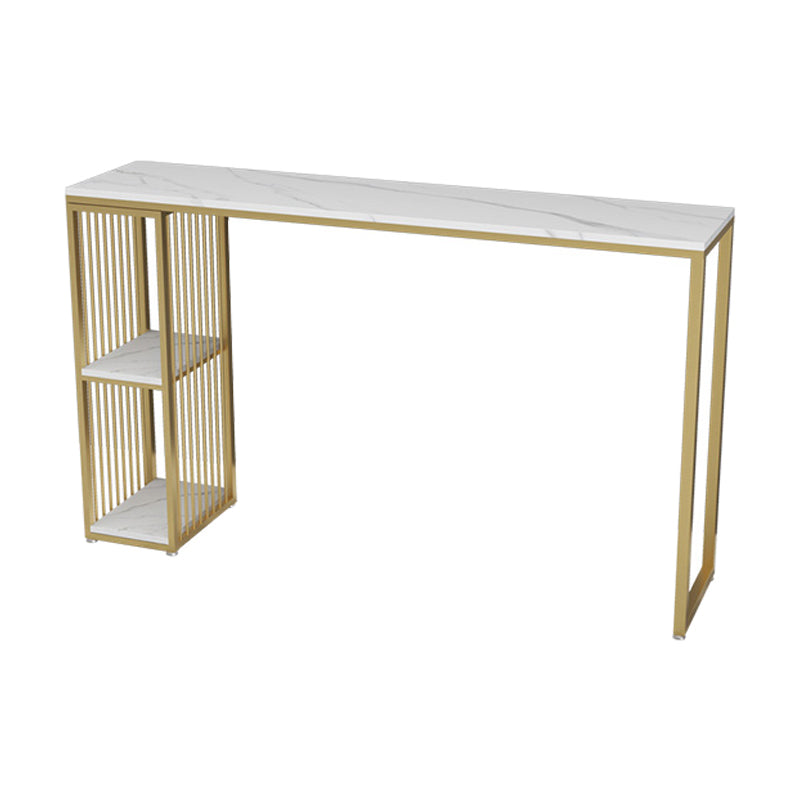 Living Room Modern Patio Bar Table Marble Rectangle 2-shelf Sled Bistro Bar Desk Gold Clearhalo 'Bar Furniture' 'Bar Tables' 'bar_tables' 'Furniture' 'furniture_bar_tables' 'Kitchen & Dining Furniture' 'kitchen&dining_furn' 'kitchen' 4240862