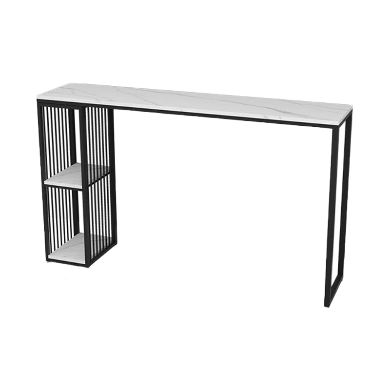 Living Room Modern Patio Bar Table Marble Rectangle 2-shelf Sled Bistro Bar Desk Black Clearhalo 'Bar Furniture' 'Bar Tables' 'bar_tables' 'Furniture' 'furniture_bar_tables' 'Kitchen & Dining Furniture' 'kitchen&dining_furn' 'kitchen' 4240866