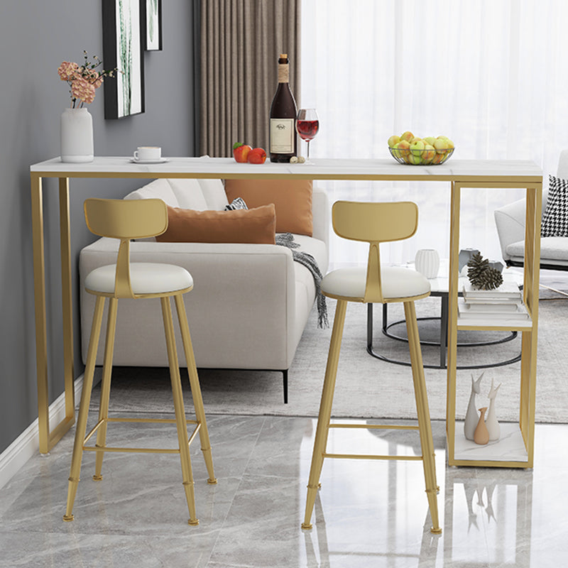 Living Room Modern Patio Bar Table Marble Rectangle 2-shelf Sled Bistro Bar Desk Clearhalo 'Bar Furniture' 'Bar Tables' 'bar_tables' 'Furniture' 'furniture_bar_tables' 'Kitchen & Dining Furniture' 'kitchen&dining_furn' 'kitchen' 4240872
