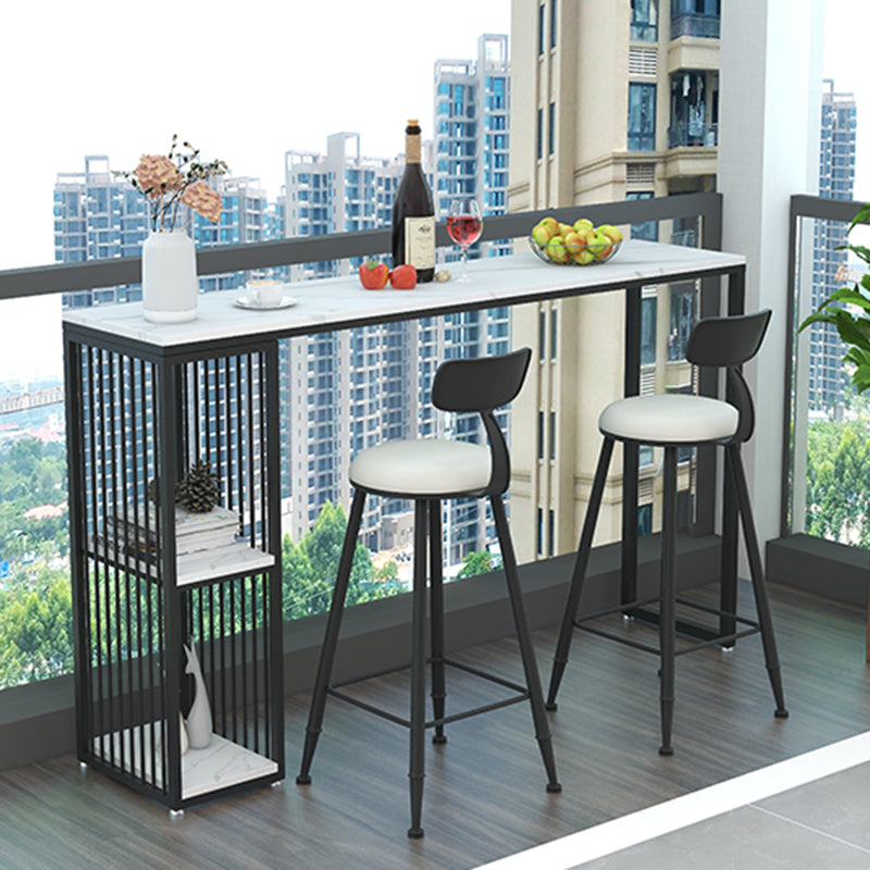 Living Room Modern Patio Bar Table Marble Rectangle 2-shelf Sled Bistro Bar Desk Clearhalo 'Bar Furniture' 'Bar Tables' 'bar_tables' 'Furniture' 'furniture_bar_tables' 'Kitchen & Dining Furniture' 'kitchen&dining_furn' 'kitchen' 4240874