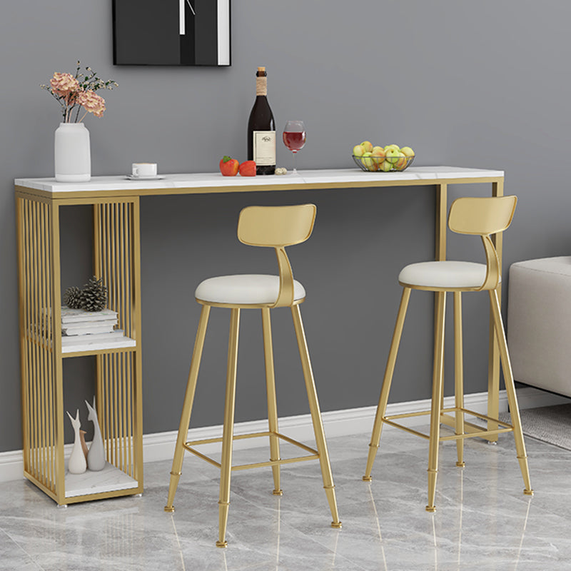 Living Room Modern Patio Bar Table Marble Rectangle 2-shelf Sled Bistro Bar Desk Clearhalo 'Bar Furniture' 'Bar Tables' 'bar_tables' 'Furniture' 'furniture_bar_tables' 'Kitchen & Dining Furniture' 'kitchen&dining_furn' 'kitchen' 4240875