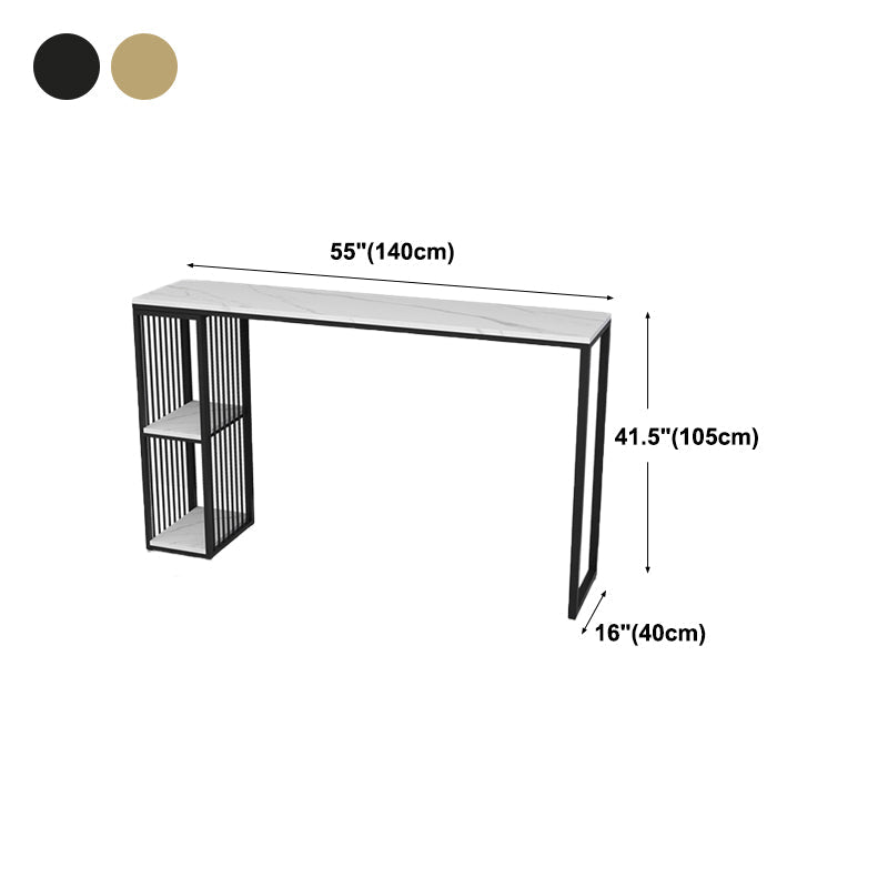 Living Room Modern Patio Bar Table Marble Rectangle 2-shelf Sled Bistro Bar Desk Clearhalo 'Bar Furniture' 'Bar Tables' 'bar_tables' 'Furniture' 'furniture_bar_tables' 'Kitchen & Dining Furniture' 'kitchen&dining_furn' 'kitchen' 4240878