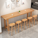 Modern Bar Dining Table Indoor Rectangle Wood Bar Table Trestle Base in Light Brown Clearhalo 'Bar Furniture' 'Bar Tables' 'bar_tables' 'Furniture' 'furniture_bar_tables' 'Kitchen & Dining Furniture' 'kitchen&dining_furn' 'kitchen' 4240899