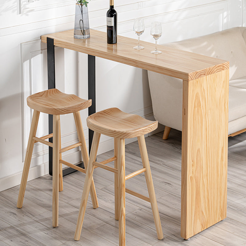 Natural Wood Top Bar Table Rectangle Modern Sled Living Room Bar Dining Table Clearhalo 'Bar Furniture' 'Bar Tables' 'bar_tables' 'Furniture' 'furniture_bar_tables' 'Kitchen & Dining Furniture' 'kitchen&dining_furn' 'kitchen' 4240934