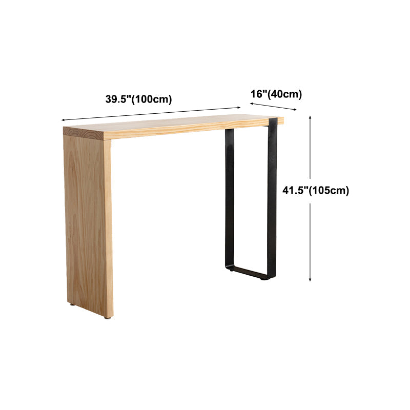 Natural Wood Top Bar Table Rectangle Modern Sled Living Room Bar Dining Table Clearhalo 'Bar Furniture' 'Bar Tables' 'bar_tables' 'Furniture' 'furniture_bar_tables' 'Kitchen & Dining Furniture' 'kitchen&dining_furn' 'kitchen' 4240945