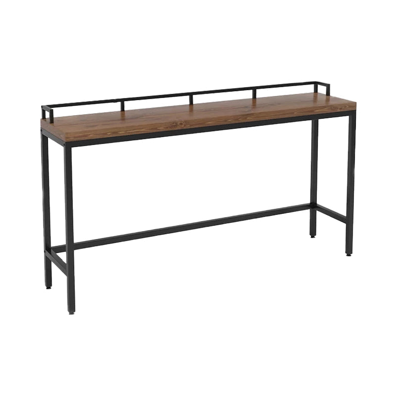 Modern Bar Dining Table Indoor Rectangle Wood Bar Table Trestle Iron Base in Brown Clearhalo 'Bar Furniture' 'Bar Tables' 'bar_tables' 'Furniture' 'furniture_bar_tables' 'Kitchen & Dining Furniture' 'kitchen&dining_furn' 'kitchen' 4240955