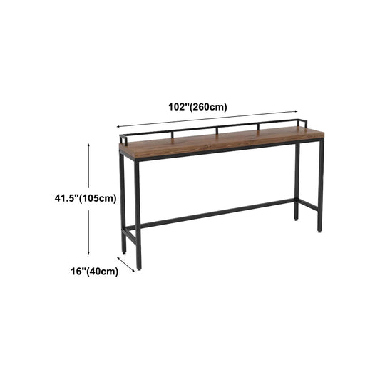 Modern Bar Dining Table Indoor Rectangle Wood Bar Table Trestle Iron Base in Brown Clearhalo 'Bar Furniture' 'Bar Tables' 'bar_tables' 'Furniture' 'furniture_bar_tables' 'Kitchen & Dining Furniture' 'kitchen&dining_furn' 'kitchen' 4240967