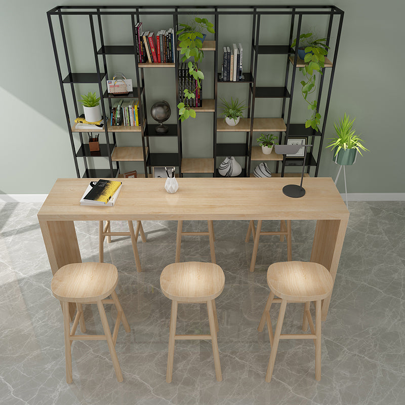 Modern Bar Dining Table Indoor Rectangle Wood Bar Table with Double Pedestal (only table) Clearhalo 'Bar Furniture' 'Bar Tables' 'bar_tables' 'Furniture' 'furniture_bar_tables' 'Kitchen & Dining Furniture' 'kitchen&dining_furn' 'kitchen' 4240971