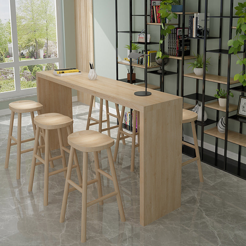 Modern Bar Dining Table Indoor Rectangle Wood Bar Table with Double Pedestal (only table) Clearhalo 'Bar Furniture' 'Bar Tables' 'bar_tables' 'Furniture' 'furniture_bar_tables' 'Kitchen & Dining Furniture' 'kitchen&dining_furn' 'kitchen' 4240972