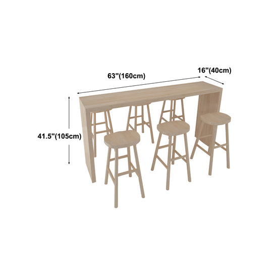 Modern Bar Dining Table Indoor Rectangle Wood Bar Table with Double Pedestal (only table) Clearhalo 'Bar Furniture' 'Bar Tables' 'bar_tables' 'Furniture' 'furniture_bar_tables' 'Kitchen & Dining Furniture' 'kitchen&dining_furn' 'kitchen' 4240977