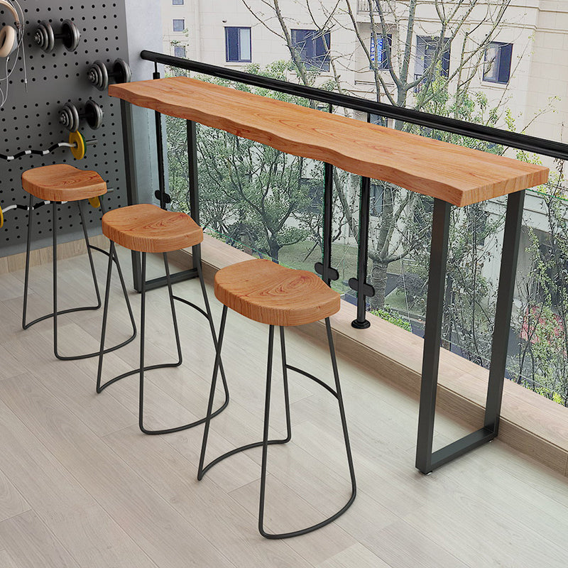 Modern Bar Dining Table Indoor Rectangle Wood Bar Table Metal Base in Brown Clearhalo 'Bar Furniture' 'Bar Tables' 'bar_tables' 'Furniture' 'furniture_bar_tables' 'Kitchen & Dining Furniture' 'kitchen&dining_furn' 'kitchen' 4241004