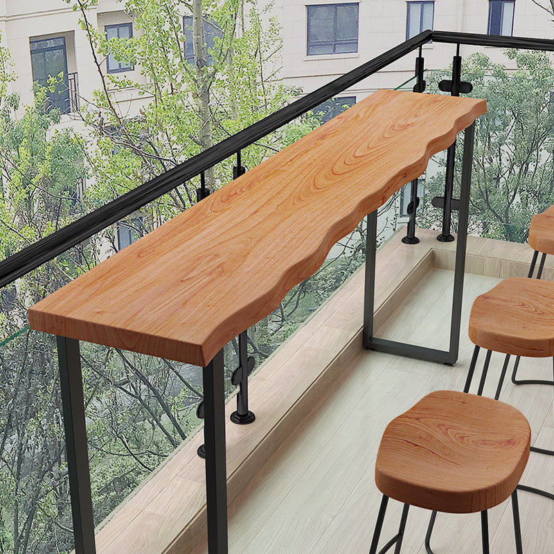 Modern Bar Dining Table Indoor Rectangle Wood Bar Table Metal Base in Brown Clearhalo 'Bar Furniture' 'Bar Tables' 'bar_tables' 'Furniture' 'furniture_bar_tables' 'Kitchen & Dining Furniture' 'kitchen&dining_furn' 'kitchen' 4241005