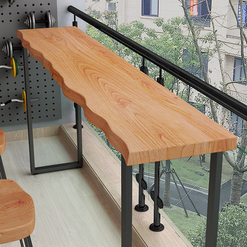 Modern Bar Dining Table Indoor Rectangle Wood Bar Table Metal Base in Brown Clearhalo 'Bar Furniture' 'Bar Tables' 'bar_tables' 'Furniture' 'furniture_bar_tables' 'Kitchen & Dining Furniture' 'kitchen&dining_furn' 'kitchen' 4241006