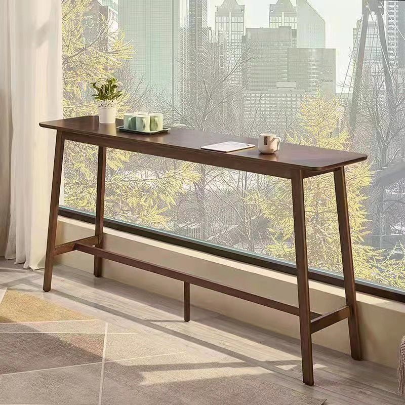 Contemporary Bar Dining Table Rectangle Wood Bar Table Trestle Base in Brown Clearhalo 'Bar Furniture' 'Bar Tables' 'bar_tables' 'Furniture' 'furniture_bar_tables' 'Kitchen & Dining Furniture' 'kitchen&dining_furn' 'kitchen' 4241042