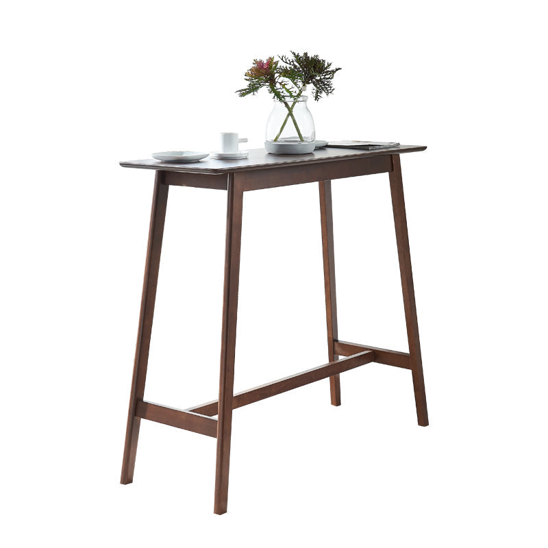 Contemporary Bar Dining Table Rectangle Wood Bar Table Trestle Base in Brown 78.7"L x 17.7"W x 42.1"H Clearhalo 'Bar Furniture' 'Bar Tables' 'bar_tables' 'Furniture' 'furniture_bar_tables' 'Kitchen & Dining Furniture' 'kitchen&dining_furn' 'kitchen' 4241045