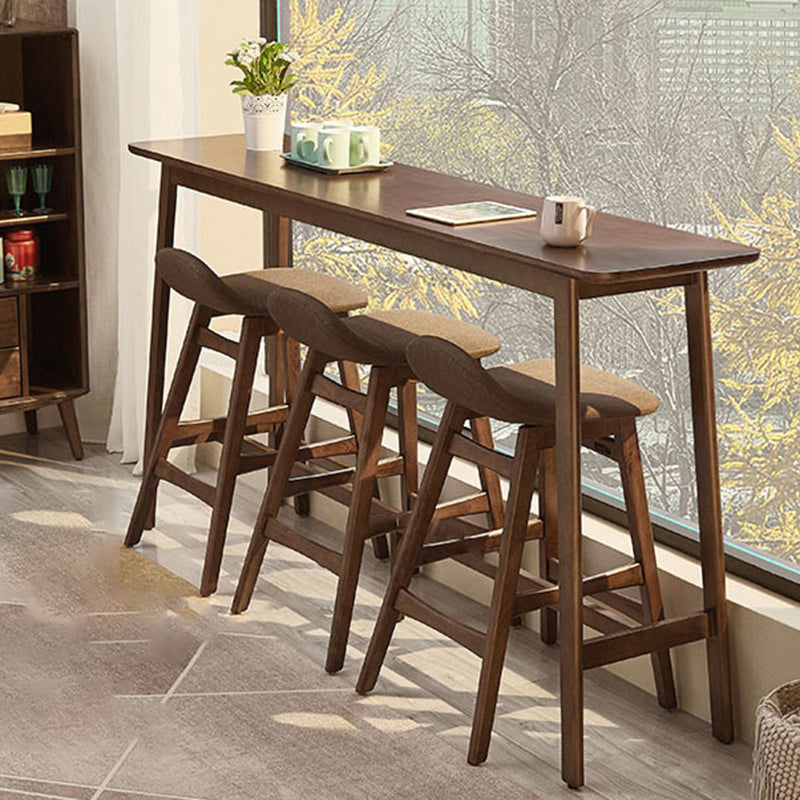 Contemporary Bar Dining Table Rectangle Wood Bar Table Trestle Base in Brown Clearhalo 'Bar Furniture' 'Bar Tables' 'bar_tables' 'Furniture' 'furniture_bar_tables' 'Kitchen & Dining Furniture' 'kitchen&dining_furn' 'kitchen' 4241051