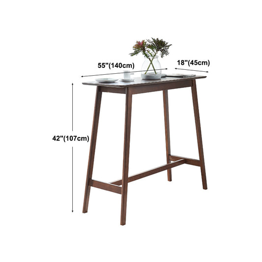 Contemporary Bar Dining Table Rectangle Wood Bar Table Trestle Base in Brown Clearhalo 'Bar Furniture' 'Bar Tables' 'bar_tables' 'Furniture' 'furniture_bar_tables' 'Kitchen & Dining Furniture' 'kitchen&dining_furn' 'kitchen' 4241054