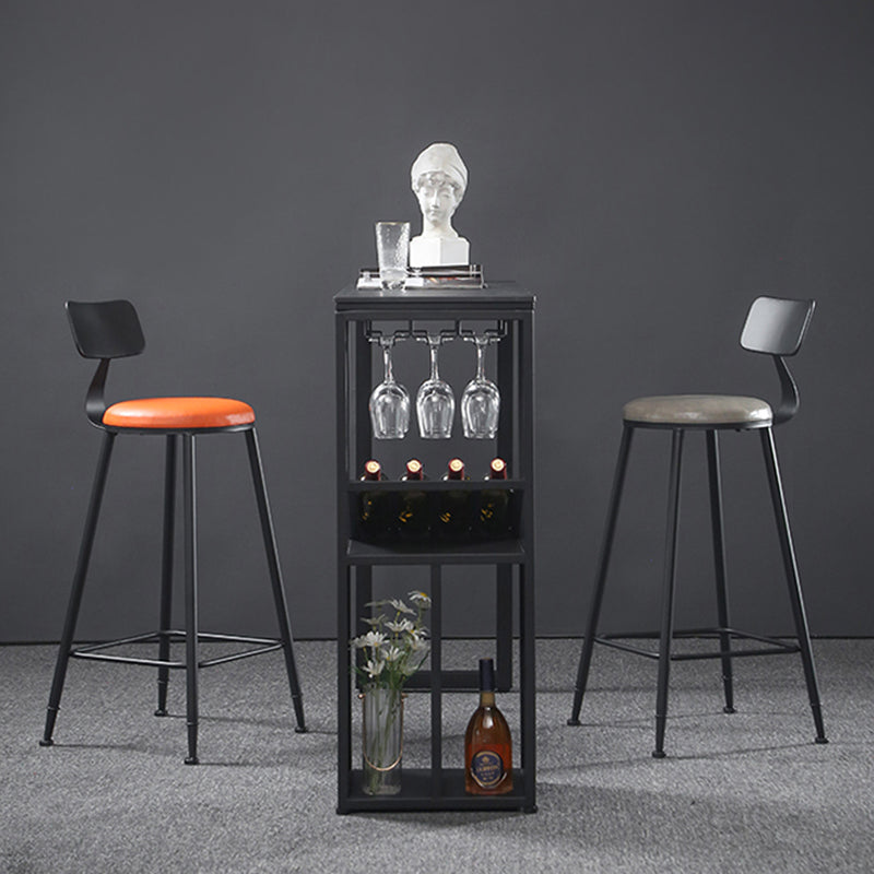 Contemporary Bar Dining Table Rectangle Bar Table Metal Base with Shelves in Grey Clearhalo 'Bar Furniture' 'Bar Tables' 'bar_tables' 'Furniture' 'furniture_bar_tables' 'Kitchen & Dining Furniture' 'kitchen&dining_furn' 'kitchen' 4241062