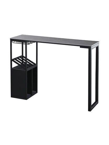 Contemporary Bar Dining Table Rectangle Bar Table Metal Base with Shelves in Grey Clearhalo 'Bar Furniture' 'Bar Tables' 'bar_tables' 'Furniture' 'furniture_bar_tables' 'Kitchen & Dining Furniture' 'kitchen&dining_furn' 'kitchen' 4241063
