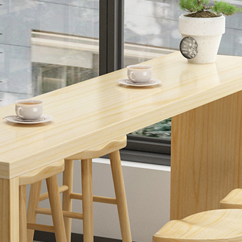 Indoor Natural Wood Bistro Table Modern Rectangle Sled Cocktail Bar Table Clearhalo 'Bar Furniture' 'Bar Tables' 'bar_tables' 'Furniture' 'furniture_bar_tables' 'Kitchen & Dining Furniture' 'kitchen&dining_furn' 'kitchen' 4241081