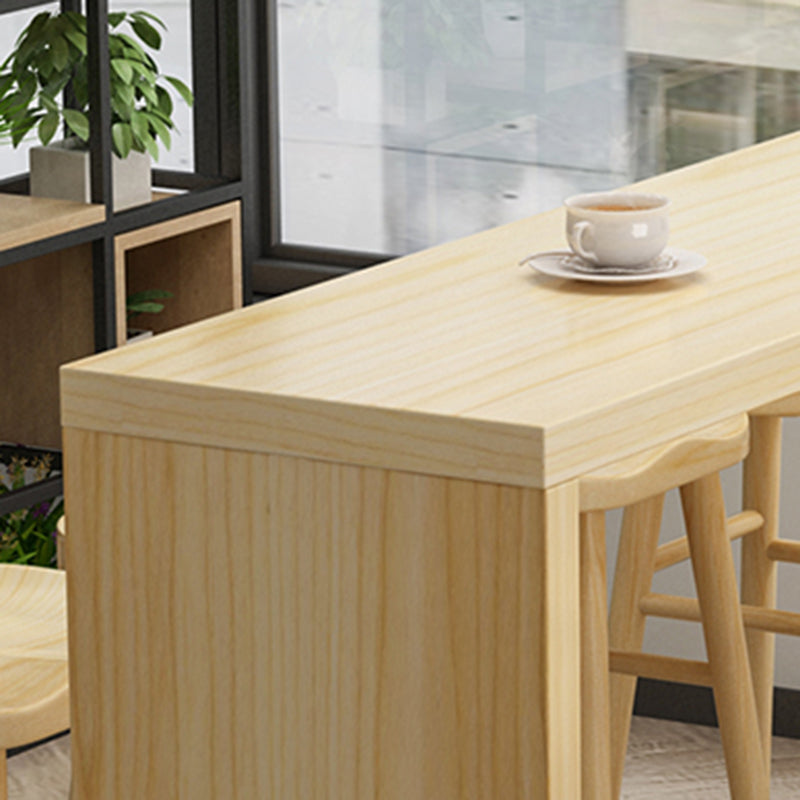 Indoor Natural Wood Bistro Table Modern Rectangle Sled Cocktail Bar Table Clearhalo 'Bar Furniture' 'Bar Tables' 'bar_tables' 'Furniture' 'furniture_bar_tables' 'Kitchen & Dining Furniture' 'kitchen&dining_furn' 'kitchen' 4241083