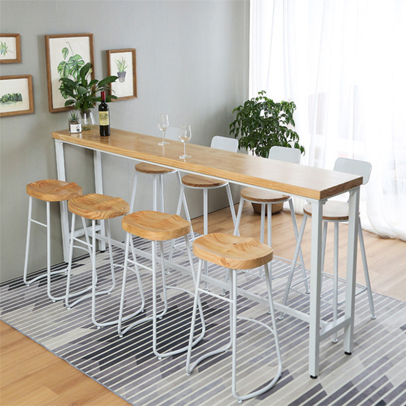 Wood Pub Table Natural Modern Footrest Trestle Pub Height Dining Table (only table) Clearhalo 'Bar Furniture' 'Bar Tables' 'bar_tables' 'Furniture' 'furniture_bar_tables' 'Kitchen & Dining Furniture' 'kitchen&dining_furn' 'kitchen' 4241096
