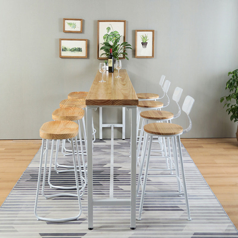 Wood Pub Table Natural Modern Footrest Trestle Pub Height Dining Table (only table) Clearhalo 'Bar Furniture' 'Bar Tables' 'bar_tables' 'Furniture' 'furniture_bar_tables' 'Kitchen & Dining Furniture' 'kitchen&dining_furn' 'kitchen' 4241097