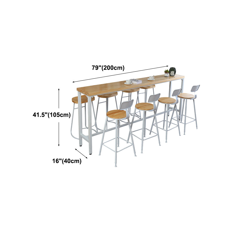 Wood Pub Table Natural Modern Footrest Trestle Pub Height Dining Table (only table) Clearhalo 'Bar Furniture' 'Bar Tables' 'bar_tables' 'Furniture' 'furniture_bar_tables' 'Kitchen & Dining Furniture' 'kitchen&dining_furn' 'kitchen' 4241106