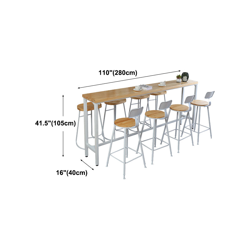 Wood Pub Table Natural Modern Footrest Trestle Pub Height Dining Table (only table) Clearhalo 'Bar Furniture' 'Bar Tables' 'bar_tables' 'Furniture' 'furniture_bar_tables' 'Kitchen & Dining Furniture' 'kitchen&dining_furn' 'kitchen' 4241110