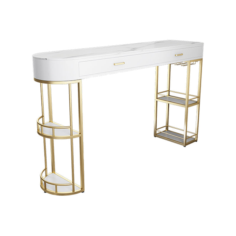 Living Room Pub Bar Table Contemporary Sled Storage Counter Wine Table Gold 4 Clearhalo 'Bar Furniture' 'Bar Tables' 'bar_tables' 'Furniture' 'furniture_bar_tables' 'Kitchen & Dining Furniture' 'kitchen&dining_furn' 'kitchen' 4241116