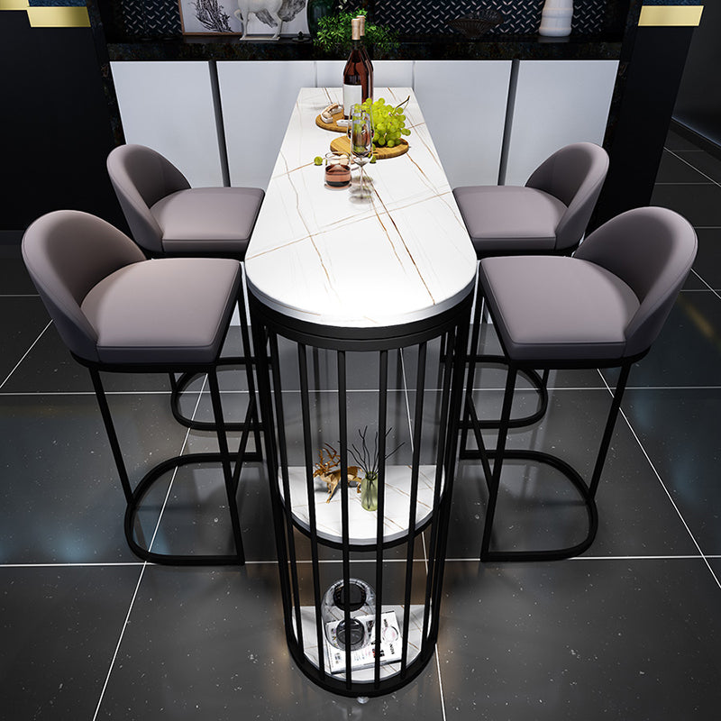 Modern Black and White Event and Cocktail Table Marble Storage Counter Table Clearhalo 'Bar Furniture' 'Bar Tables' 'bar_tables' 'Furniture' 'furniture_bar_tables' 'Kitchen & Dining Furniture' 'kitchen&dining_furn' 'kitchen' 4241141