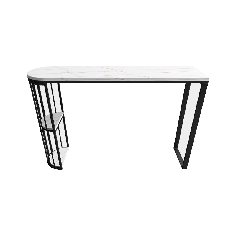 Modern Black and White Event and Cocktail Table Marble Storage Counter Table 70.9"L x 15.7"W x 41.3"H Clearhalo 'Bar Furniture' 'Bar Tables' 'bar_tables' 'Furniture' 'furniture_bar_tables' 'Kitchen & Dining Furniture' 'kitchen&dining_furn' 'kitchen' 4241144