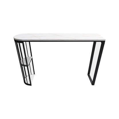 Modern Black and White Event and Cocktail Table Marble Storage Counter Table 70.9"L x 15.7"W x 41.3"H Clearhalo 'Bar Furniture' 'Bar Tables' 'bar_tables' 'Furniture' 'furniture_bar_tables' 'Kitchen & Dining Furniture' 'kitchen&dining_furn' 'kitchen' 4241144