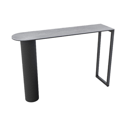 Contemporary Bar Dining Table Indoor Bar Height Cocktail Table with Iron Base Gray Clearhalo 'Bar Furniture' 'Bar Tables' 'bar_tables' 'Furniture' 'furniture_bar_tables' 'Kitchen & Dining Furniture' 'kitchen&dining_furn' 'kitchen' 4241155