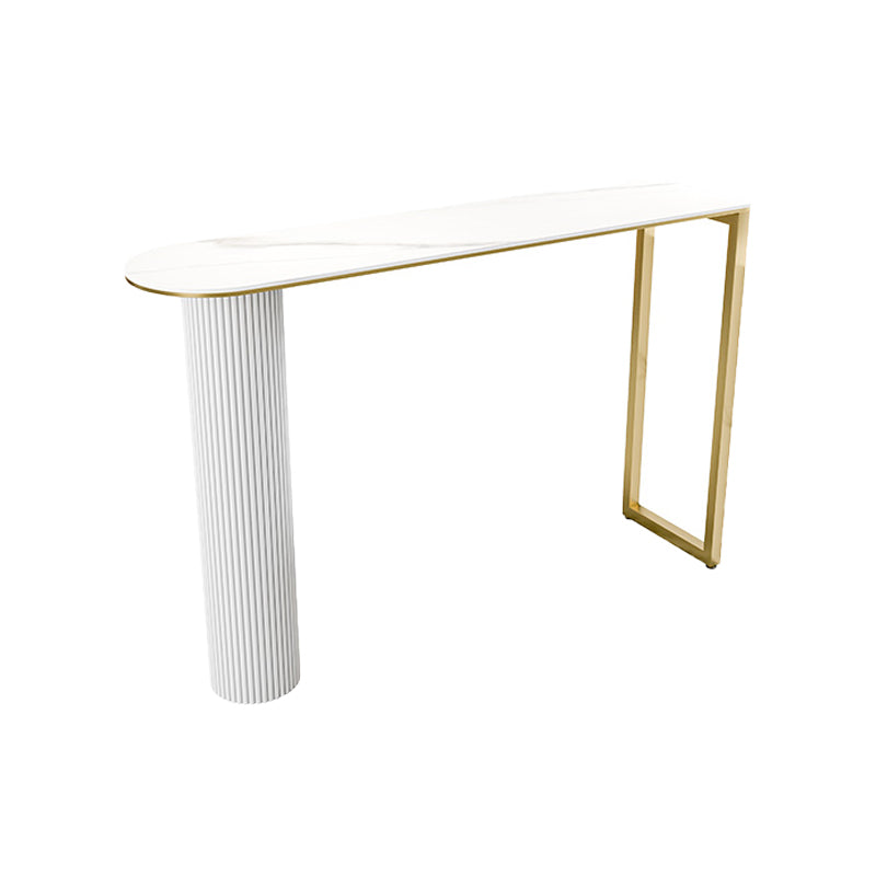 Contemporary Bar Dining Table Indoor Bar Height Cocktail Table with Iron Base White Clearhalo 'Bar Furniture' 'Bar Tables' 'bar_tables' 'Furniture' 'furniture_bar_tables' 'Kitchen & Dining Furniture' 'kitchen&dining_furn' 'kitchen' 4241159