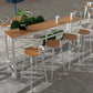 Modern Metal Trestle Bistro Bar Desk Rectangle Outdoor Footrest Bar Stool Table Clearhalo 'Bar Furniture' 'Bar Tables' 'bar_tables' 'Furniture' 'furniture_bar_tables' 'Kitchen & Dining Furniture' 'kitchen&dining_furn' 'kitchen' 4241169