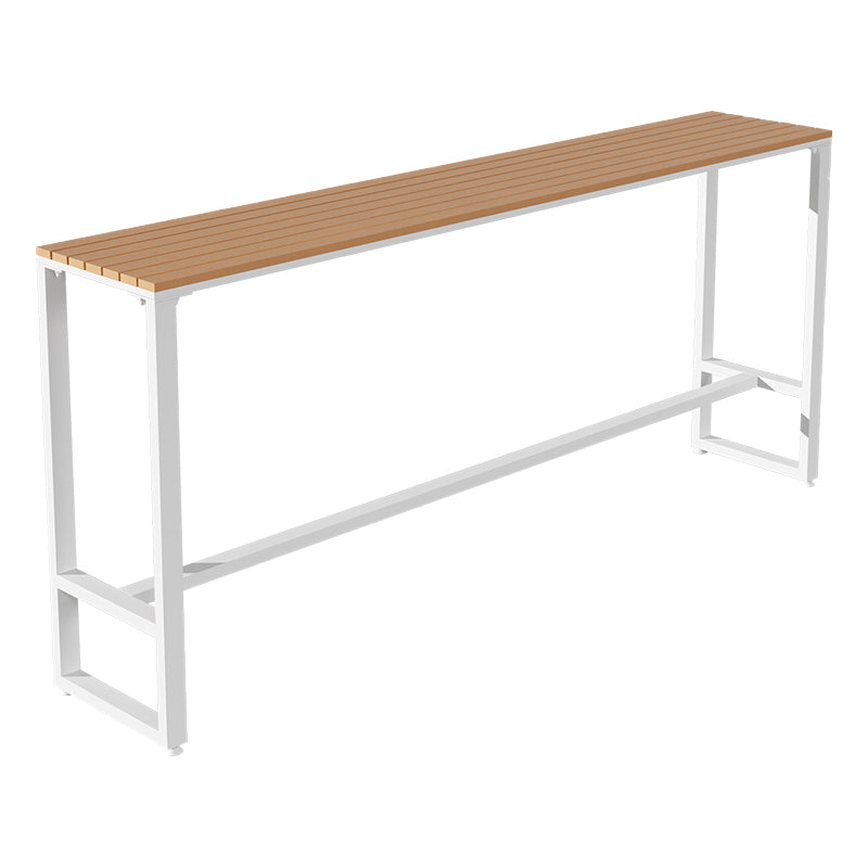 Modern Metal Trestle Bistro Bar Desk Rectangle Outdoor Footrest Bar Stool Table Clearhalo 'Bar Furniture' 'Bar Tables' 'bar_tables' 'Furniture' 'furniture_bar_tables' 'Kitchen & Dining Furniture' 'kitchen&dining_furn' 'kitchen' 4241173