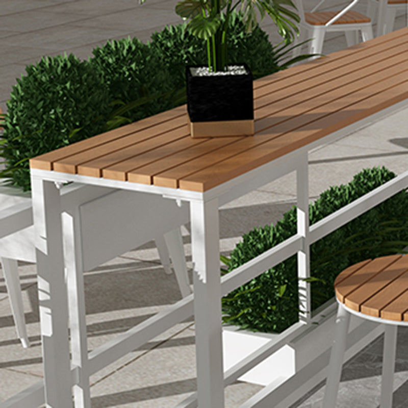 Modern Metal Trestle Bistro Bar Desk Rectangle Outdoor Footrest Bar Stool Table Clearhalo 'Bar Furniture' 'Bar Tables' 'bar_tables' 'Furniture' 'furniture_bar_tables' 'Kitchen & Dining Furniture' 'kitchen&dining_furn' 'kitchen' 4241176