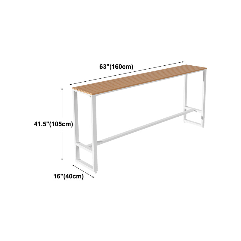Modern Metal Trestle Bistro Bar Desk Rectangle Outdoor Footrest Bar Stool Table Clearhalo 'Bar Furniture' 'Bar Tables' 'bar_tables' 'Furniture' 'furniture_bar_tables' 'Kitchen & Dining Furniture' 'kitchen&dining_furn' 'kitchen' 4241179
