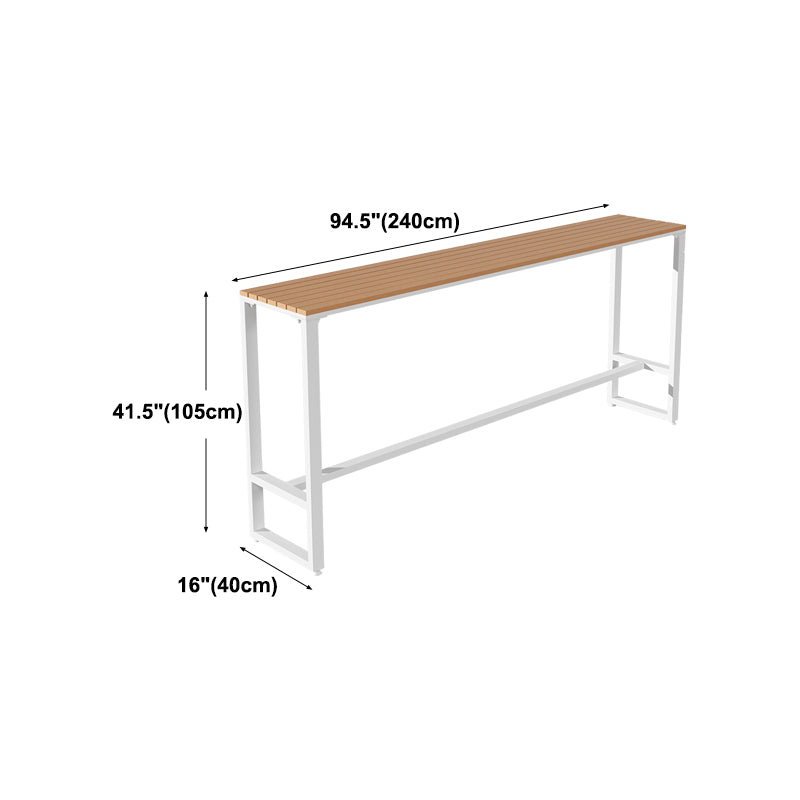 Modern Metal Trestle Bistro Bar Desk Rectangle Outdoor Footrest Bar Stool Table Clearhalo 'Bar Furniture' 'Bar Tables' 'bar_tables' 'Furniture' 'furniture_bar_tables' 'Kitchen & Dining Furniture' 'kitchen&dining_furn' 'kitchen' 4241183