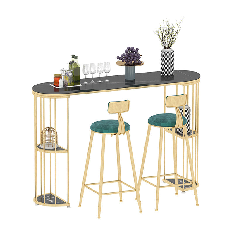 Contemporary Counter Height Dining Table Marble Oval Storage Bistro Table (only table) Gold Black Clearhalo 'Bar Furniture' 'Bar Tables' 'bar_tables' 'Furniture' 'furniture_bar_tables' 'Kitchen & Dining Furniture' 'kitchen&dining_furn' 'kitchen' 4241189