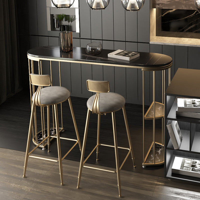 Contemporary Counter Height Dining Table Marble Oval Storage Bistro Table (only table) Clearhalo 'Bar Furniture' 'Bar Tables' 'bar_tables' 'Furniture' 'furniture_bar_tables' 'Kitchen & Dining Furniture' 'kitchen&dining_furn' 'kitchen' 4241193