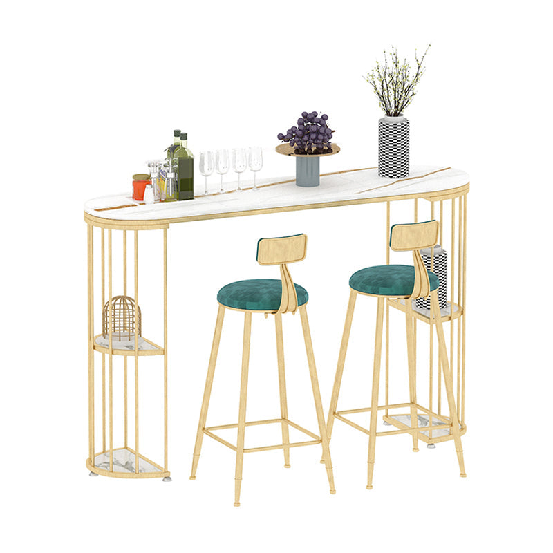 Contemporary Counter Height Dining Table Marble Oval Storage Bistro Table (only table) Gold White Clearhalo 'Bar Furniture' 'Bar Tables' 'bar_tables' 'Furniture' 'furniture_bar_tables' 'Kitchen & Dining Furniture' 'kitchen&dining_furn' 'kitchen' 4241194