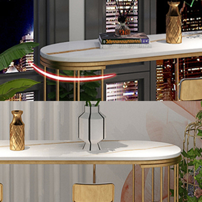Contemporary Counter Height Dining Table Marble Oval Storage Bistro Table (only table) Clearhalo 'Bar Furniture' 'Bar Tables' 'bar_tables' 'Furniture' 'furniture_bar_tables' 'Kitchen & Dining Furniture' 'kitchen&dining_furn' 'kitchen' 4241196