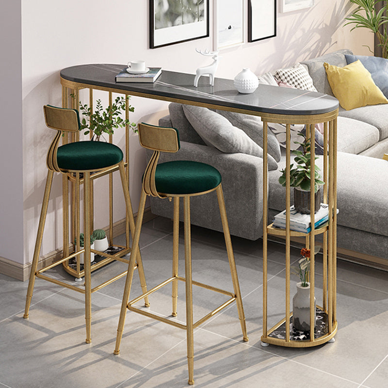 Contemporary Counter Height Dining Table Marble Oval Storage Bistro Table (only table) Clearhalo 'Bar Furniture' 'Bar Tables' 'bar_tables' 'Furniture' 'furniture_bar_tables' 'Kitchen & Dining Furniture' 'kitchen&dining_furn' 'kitchen' 4241201