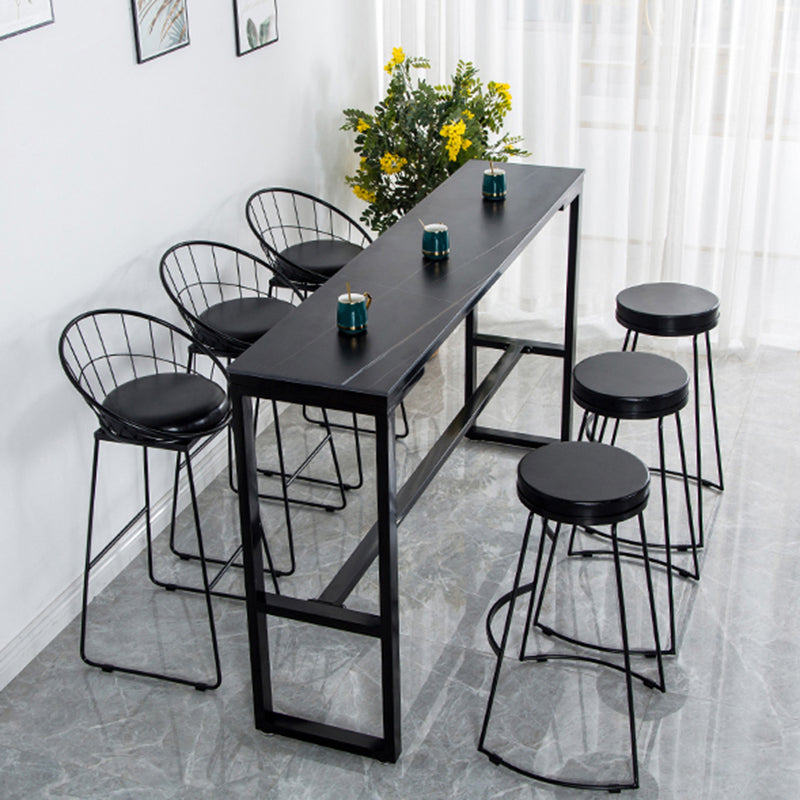 Contemporary Bar Dining Table Indoor Rectangle Bar Table with Iron Base Clearhalo 'Bar Furniture' 'Bar Tables' 'bar_tables' 'Furniture' 'furniture_bar_tables' 'Kitchen & Dining Furniture' 'kitchen&dining_furn' 'kitchen' 4241207