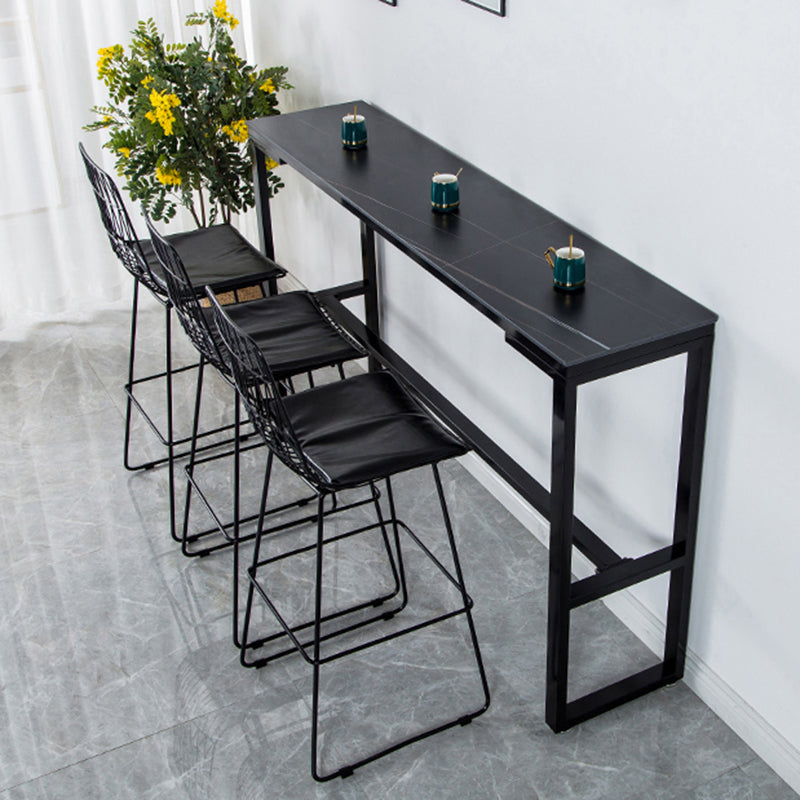Contemporary Bar Dining Table Indoor Rectangle Bar Table with Iron Base Clearhalo 'Bar Furniture' 'Bar Tables' 'bar_tables' 'Furniture' 'furniture_bar_tables' 'Kitchen & Dining Furniture' 'kitchen&dining_furn' 'kitchen' 4241208