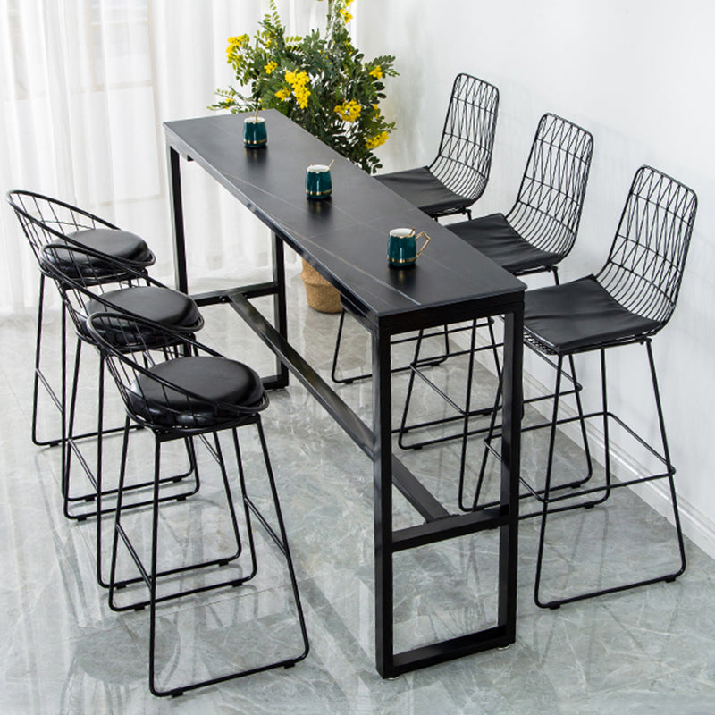 Contemporary Bar Dining Table Indoor Rectangle Bar Table with Iron Base Clearhalo 'Bar Furniture' 'Bar Tables' 'bar_tables' 'Furniture' 'furniture_bar_tables' 'Kitchen & Dining Furniture' 'kitchen&dining_furn' 'kitchen' 4241209